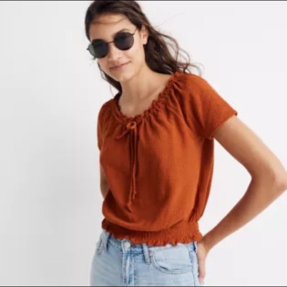 Madewell texture and thread drawstring top